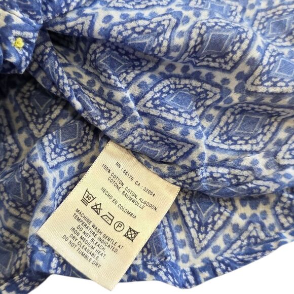 HOLDING HORSES Anthropologie Blue Diamond Pattern Button Down Shirt 10 - Picture 4 of 4